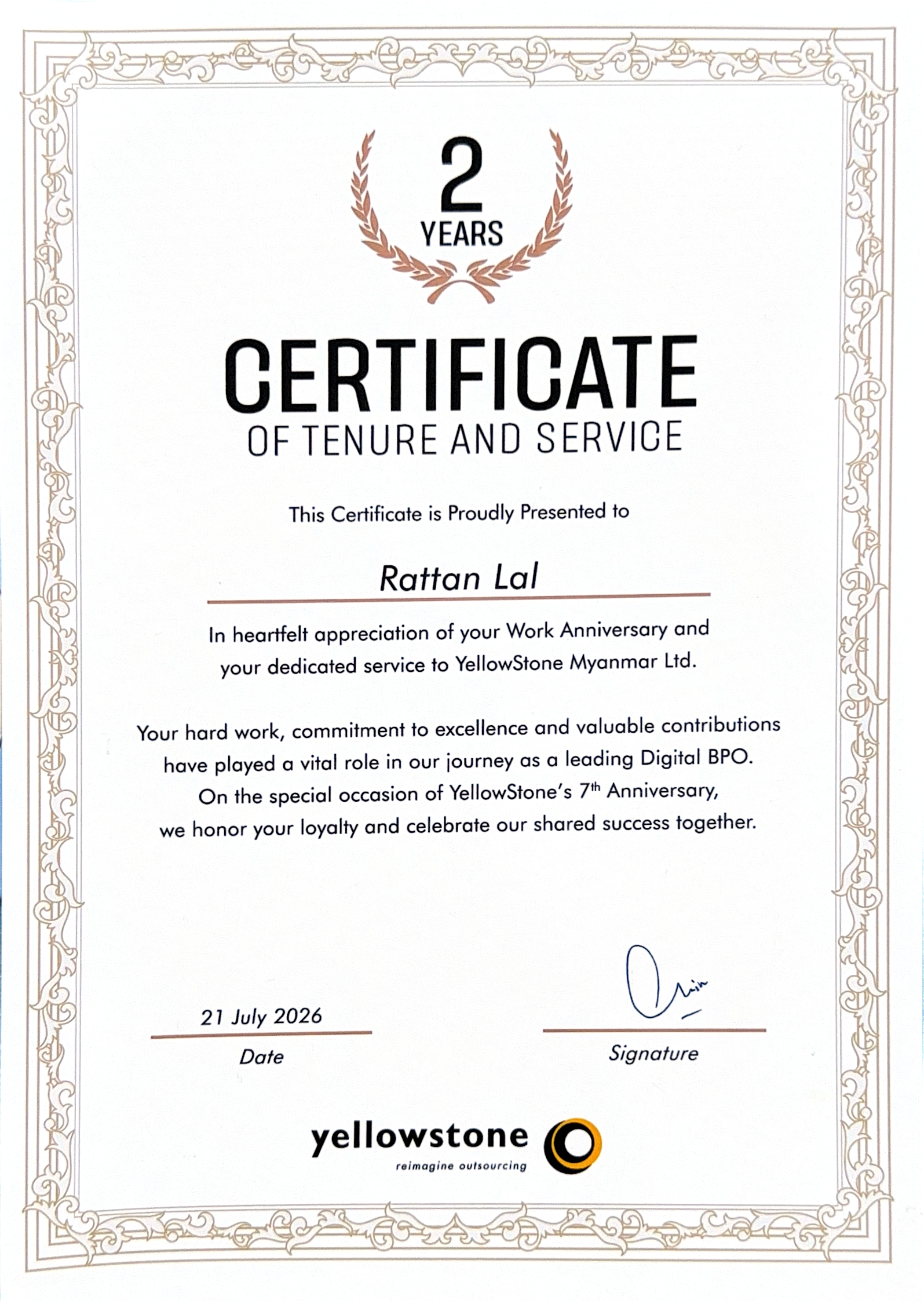 2 Years Tenure